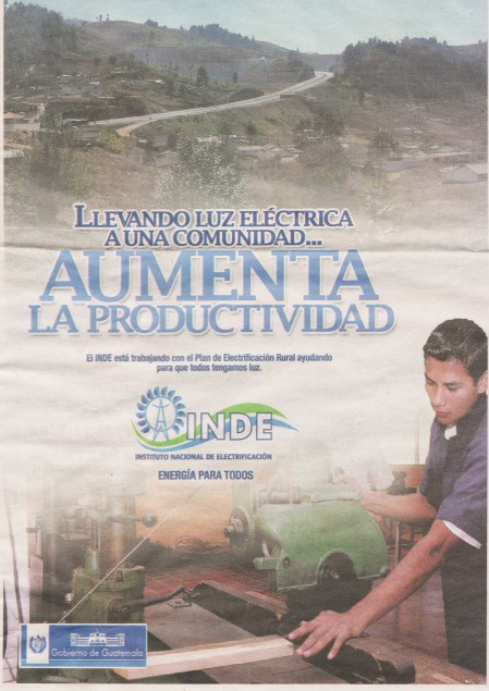 Publicité pour l'électrification rurale. © Prensa Libre